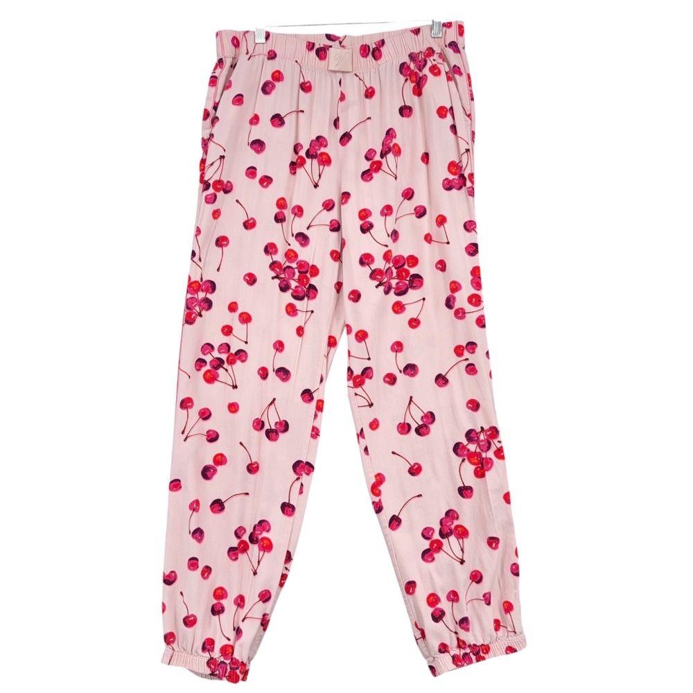 Victoria's Secret Cherry Pajama Jogger Women M Cotton Viscose Pink